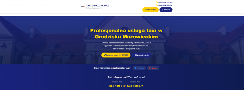 Taxi Słowik - realizacja strony internetowej