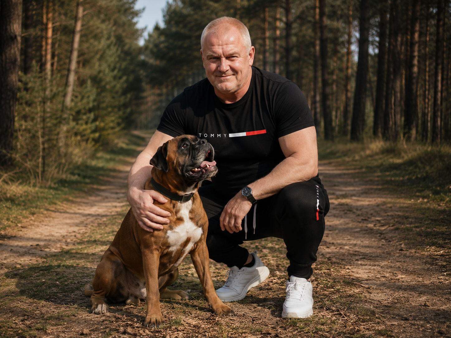 Marek Malinowski z psem Lucki